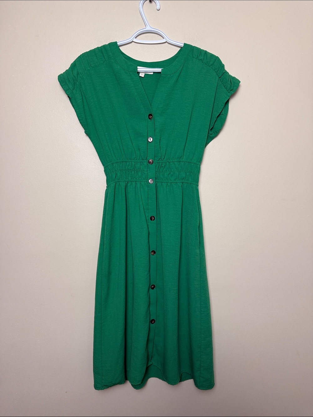 Monteau Los Angeles Emerald Green Button-Front Casual Dress size M